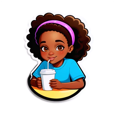 Black girl with a cup  sticker