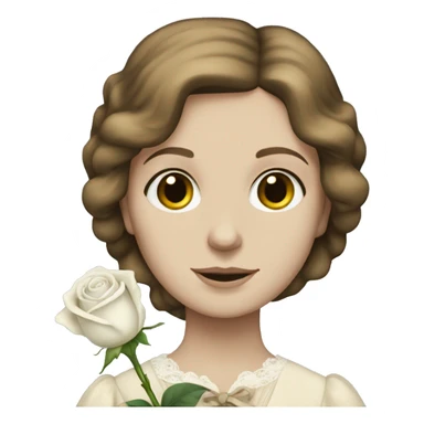 Charlotte Bronte holding a white rose in her hand sticker