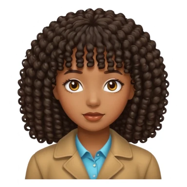 black girl with curly hair and bangs sticker
