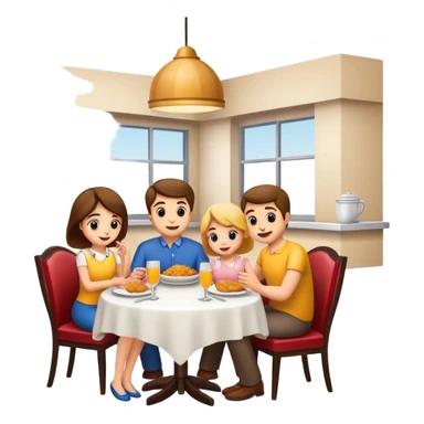 family in the restaurant  sticker