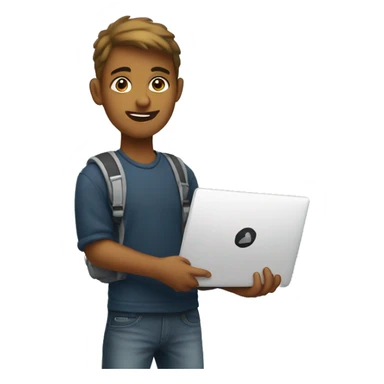 college student holding a laptop sticker