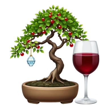 Bonsai tree with glass of wine sticker