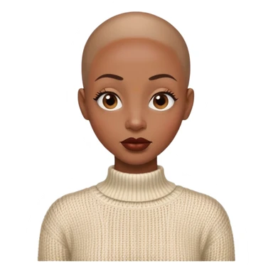 shiny skin wearing cream knitted sweater Alluring black woman wide nose bald head big brown lips  sticker