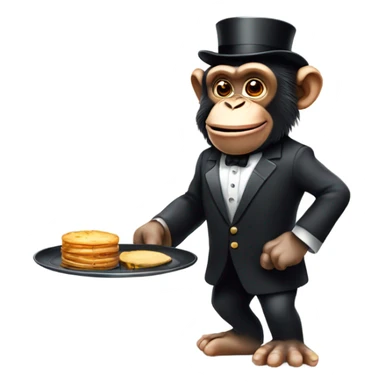Chimpanzee butler with a platter sticker