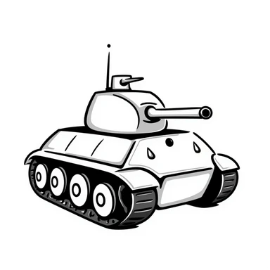 Hand-drawn battle tank with tracks and turret sticker