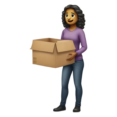 A woman who gives a box and opposite her a girl who gives her a carton sticker