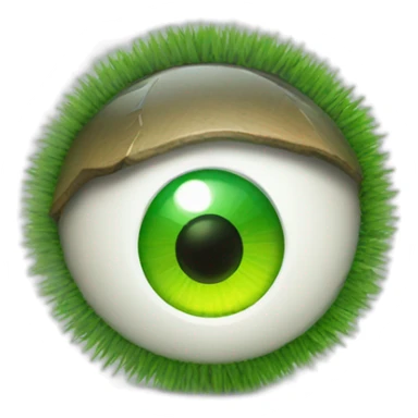 an eyeball with a green lawnmower reflection sticker
