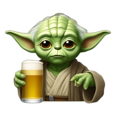 Yoda buvant une bière sticker