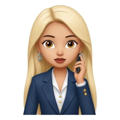 a pretty bratz fair indian girl talking on call, wearing a blazer sticker