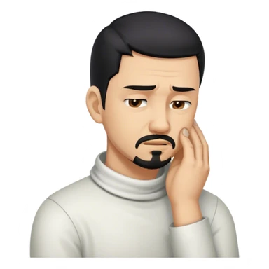 Man with black hair and goatee holding neck bent over in pain sticker