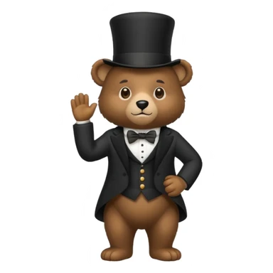 Bear with a full black tophat sticker