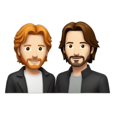 tom crossman with ginger hair hanging out with keanu reeves sticker