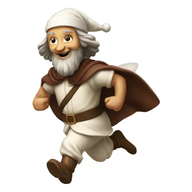 Leonardo Da Vinci running, with a large stride and arms outstretched, in a santa costume sticker