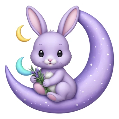Lavender bunny holding a moon 🌙 🐰 sticker