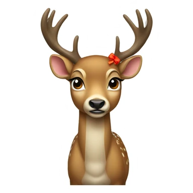 a deer with a bow sticker