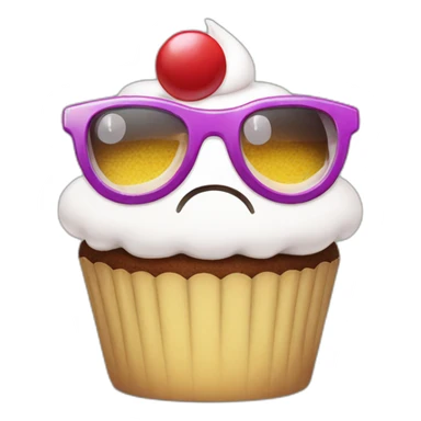 cupcake with cool 8 bit glasses sticker