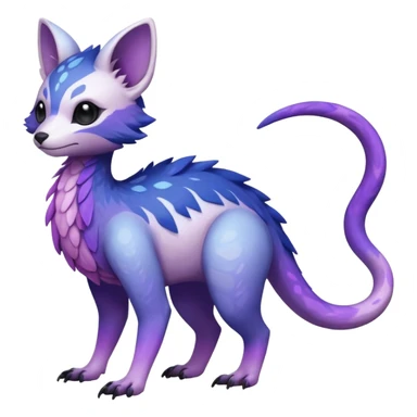  White with indigo-Violet-purple-pinkish-gradient markings beautiful handsome gorgeous aesthetic colorful vibrant Vernid-Trico-species-Fakemon-creature by LiLaiRa, 4 legs, 1 tail, random markings, (full body) sticker