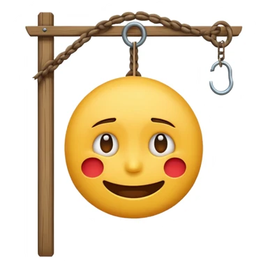 emoji hanging on a gallows, neutral clear style, expressive face, no text sticker
