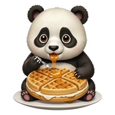 panda eating waffles sticker