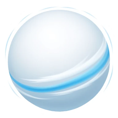 round snowball with flowing light blue and white motion blur trail, soft fluffy texture, cold and airy, modern iOS emoji style, clean minimal look, soft shadows sticker