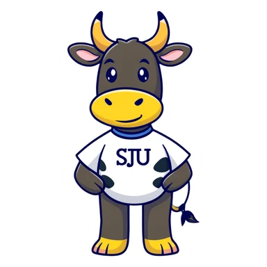 cow wearing a t-shirt that says SJSU sticker