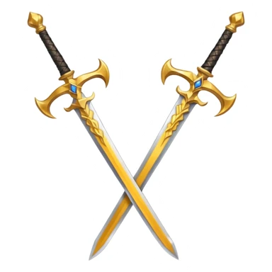 Two powerful on fire fully golden fiery royal crossed swords sticker