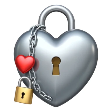 Metallic Shiny Alloy Glossy Silvery Heart with chains and a lock sticker
