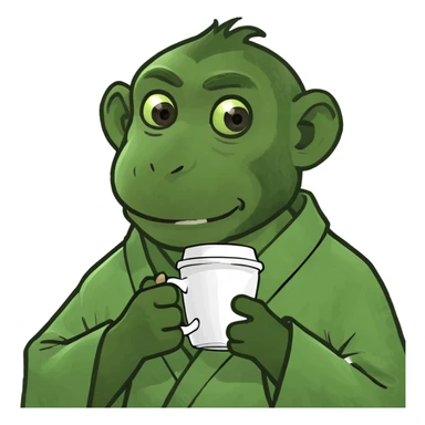 Monkey sitting on a toilet whit coffee in hand sticker