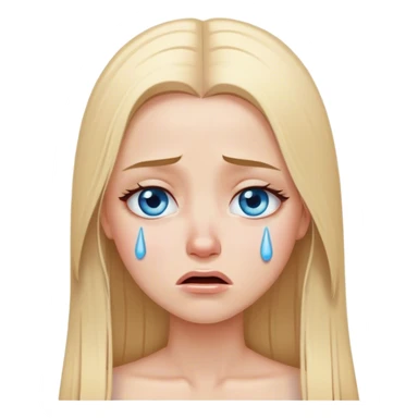 beautiful white girl with long straight blonde hair und blue eyes crying sticker