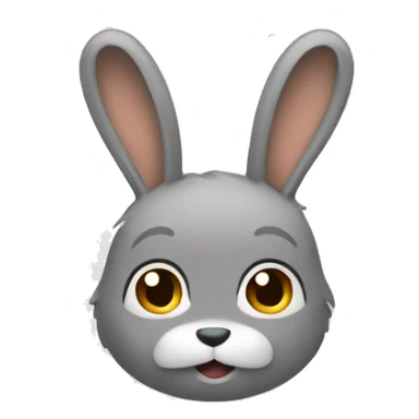 en grå kanin som håller i en morot sticker