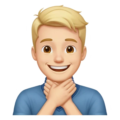 Guy laughing with hands crossed around its neck  sticker