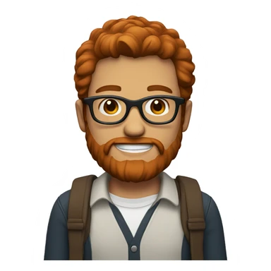 man with glasses red beard and brown hair sticker