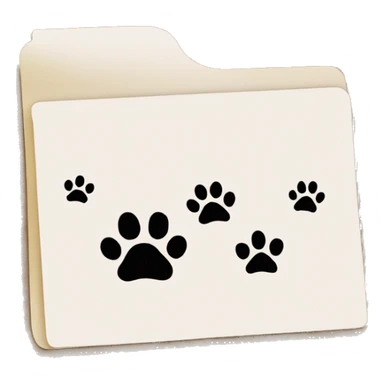 a folder of documents with a dog's paw print on it sticker