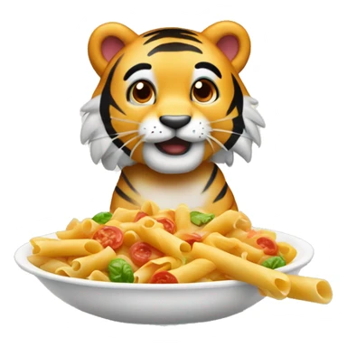 Rainbow tiger who loves penne pasta with parm cheese  sticker