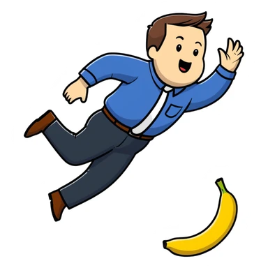 JD Vance falling backwards with one foot slipping on a single banana peel on the ground sticker