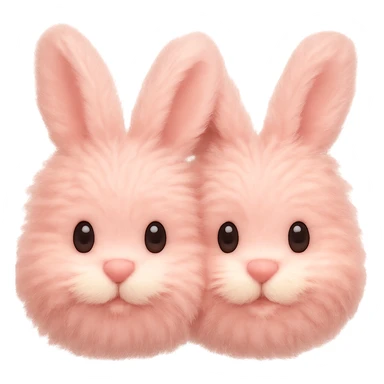 Make the light pink bunny slippers with a fluffy tail look extra fluffy in the style of emoji (apple style emojis). sticker