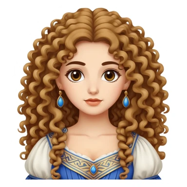 Beautiful Greek character with long puffy curly hair wearing cute traditional Greek clothing sticker
