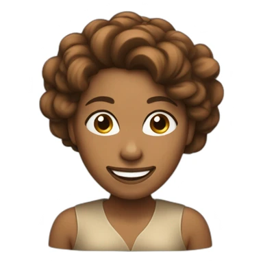 Brown hairef woman with tilted head, closed eyes and Big smil sticker