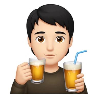 Guy with black hair brown eyes drinking  sticker