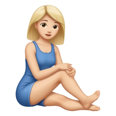 Woman touching her foot sticker