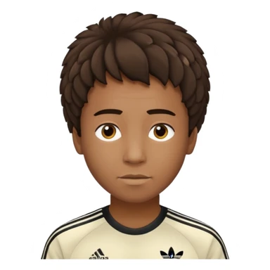 Crie um emoji de um menino com o cabelo castanho claro com uma franja reta e o corte low fade zumbi blusa de gola alta da adidas sticker