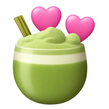 matcha with pink hearts sticker