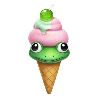 Sparkly ice cream eating frog sticker