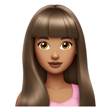 Beautiful Barbie brunette with bangs long hair  sticker