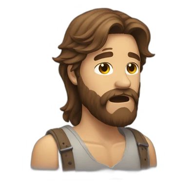 long brown haired bearded man crying sticker