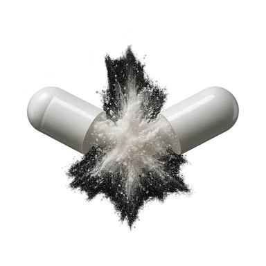 DUE BOCCETTE DI INTEGRATORI BIANCHE CHE SI SCONTRANO A VICENDA FINO AD ELIMINARSI, IPERREALISTICA 4K sticker