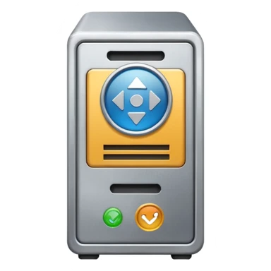 small server with a play start icon, web hosting beginner plan sticker