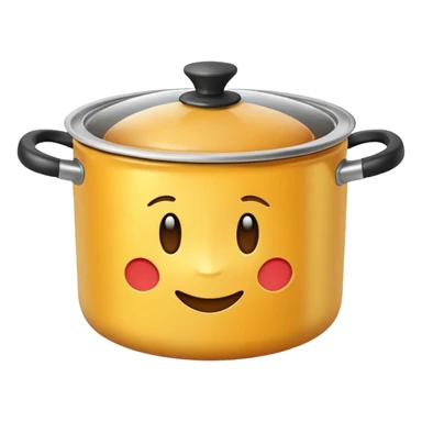 top view of a cooking pot with lid, emoji style sticker