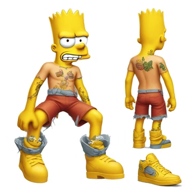 Bart Simpson rapero con tatuajes sticker