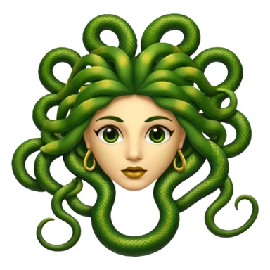 The Sicilian Medusa in gold and green and make the snake hair have snake faces  sticker